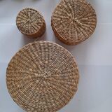 Ensemble de 3 boites en osier vintage