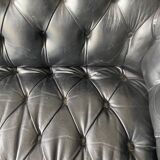 Vintage black leather Chesterfield sofa