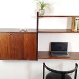 Scandinavian wooden wall-mounted secretary shelf Design Kai Kristiansen