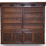 Large Victorian oak carved angular library