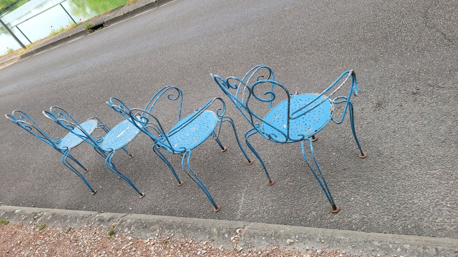 Old wrought iron garden furniture