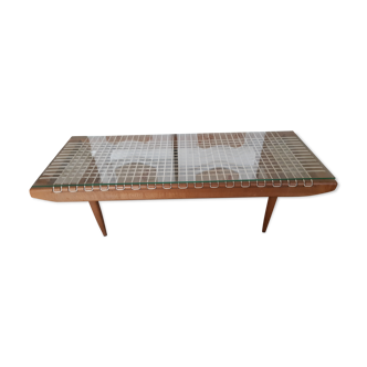 Table basse en teck Georges Tigien