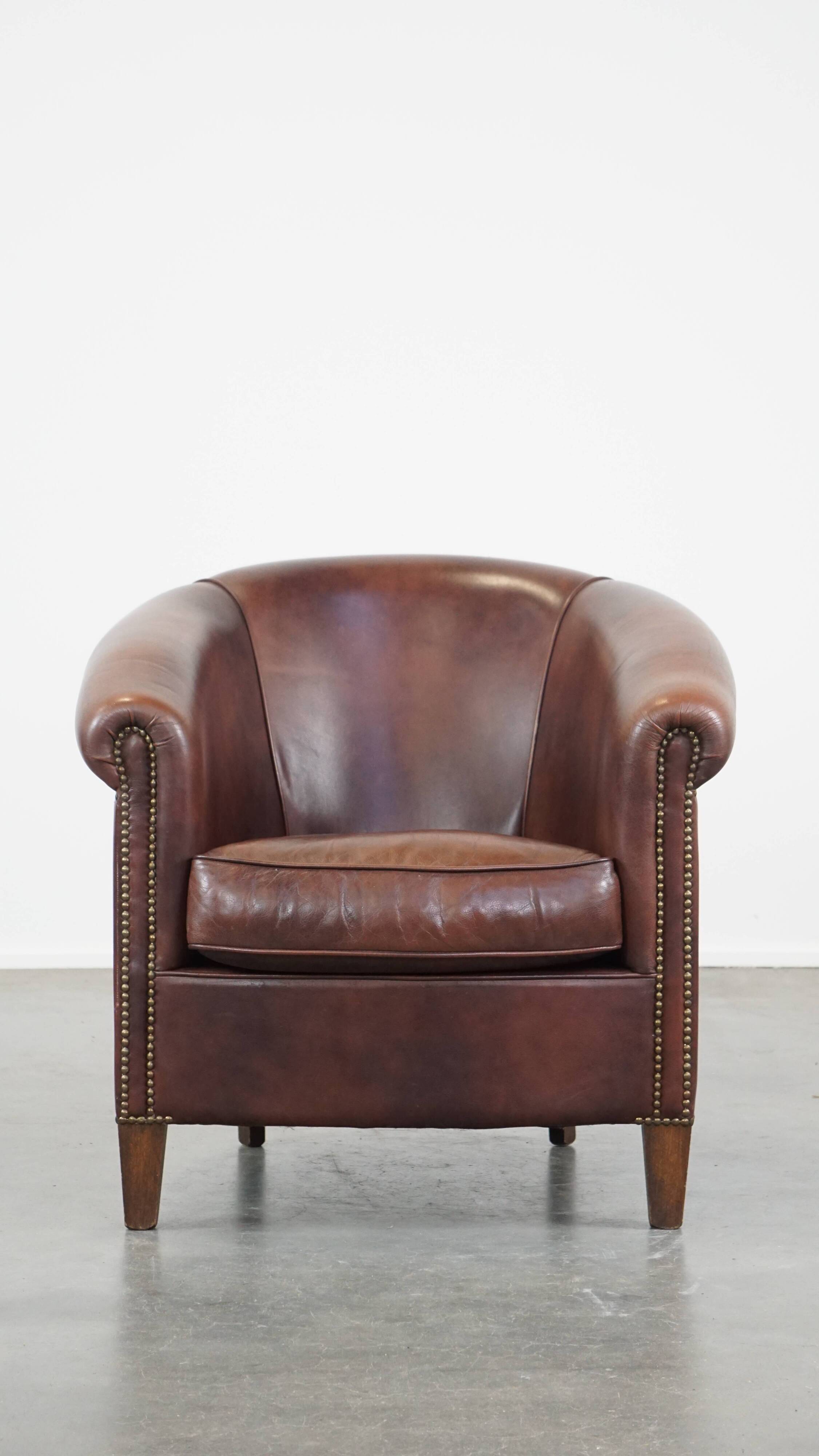 Cow leather club chair in English style
