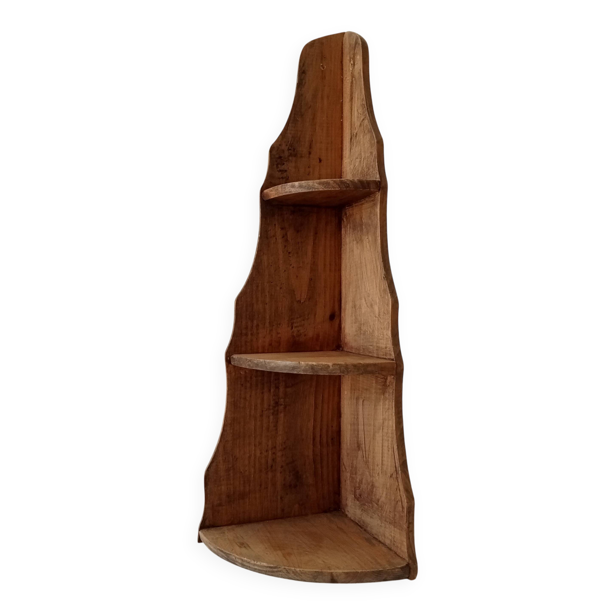 Antique wooden corner wall shelf