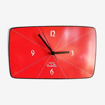 Clock formica vintage wall pendulum "Red Electro Star"