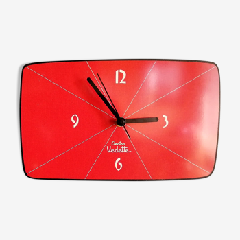 Horloge formica vintage murale silencieuse "Vedette Electro Rouge"