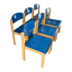 Series of 6 stackable vintage chairs, italian design, blue tinted beech, ca 1980
