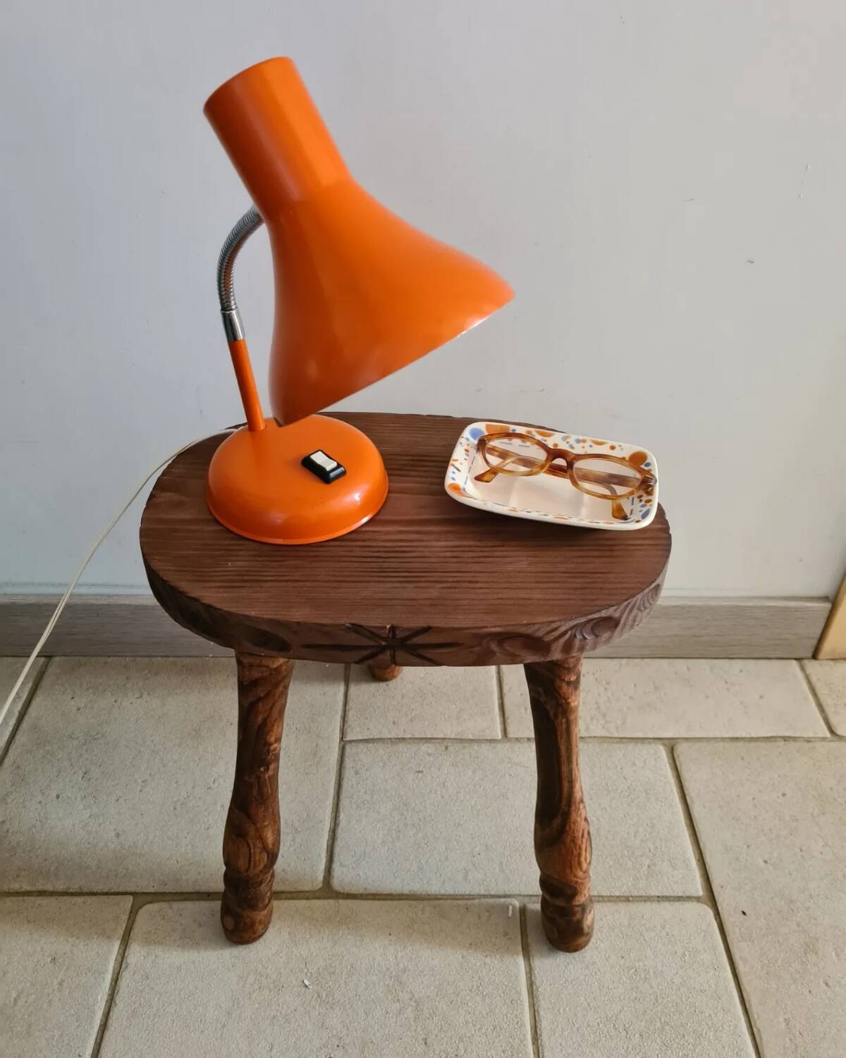 Orange desk or bedside lamp from the 50s