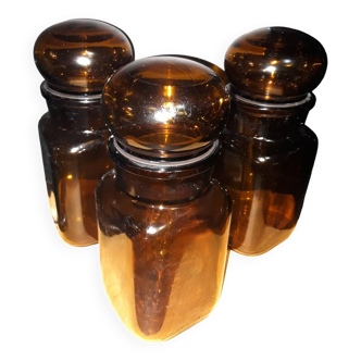 Lot of Jacques Vabre and Douwe Egberts amber pots