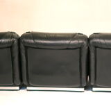 Set de 3 chauffeuses sofa cuir 1970