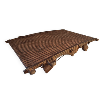 Table basse antique de table de charrette de chameau 19ème siècle