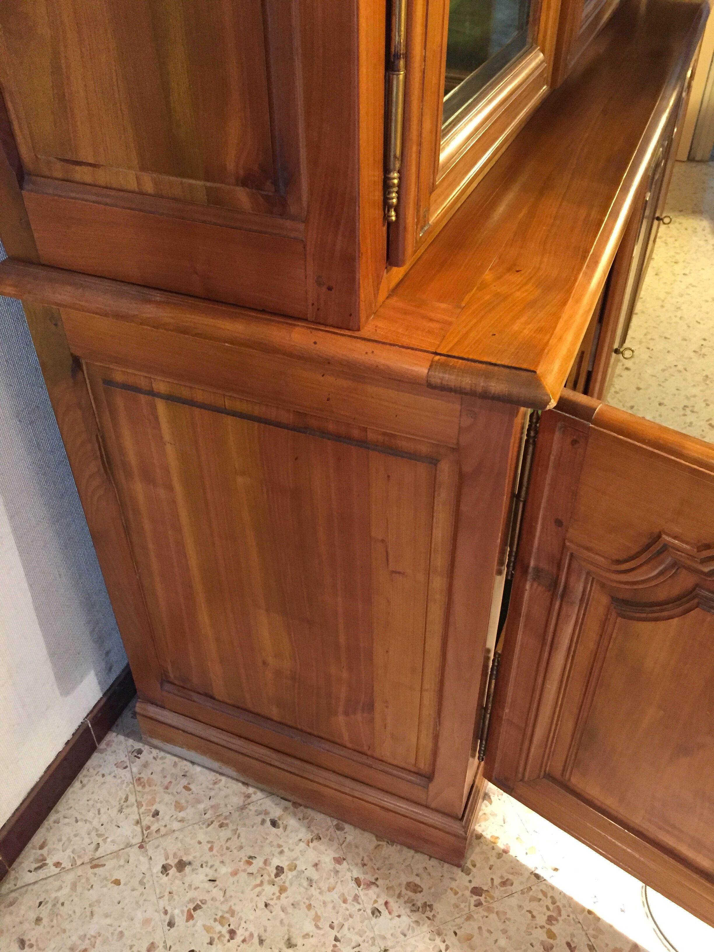 Vintage glass library in solid cherry