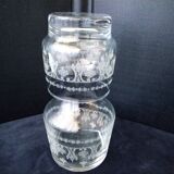 Glass night server with screen-printed decor