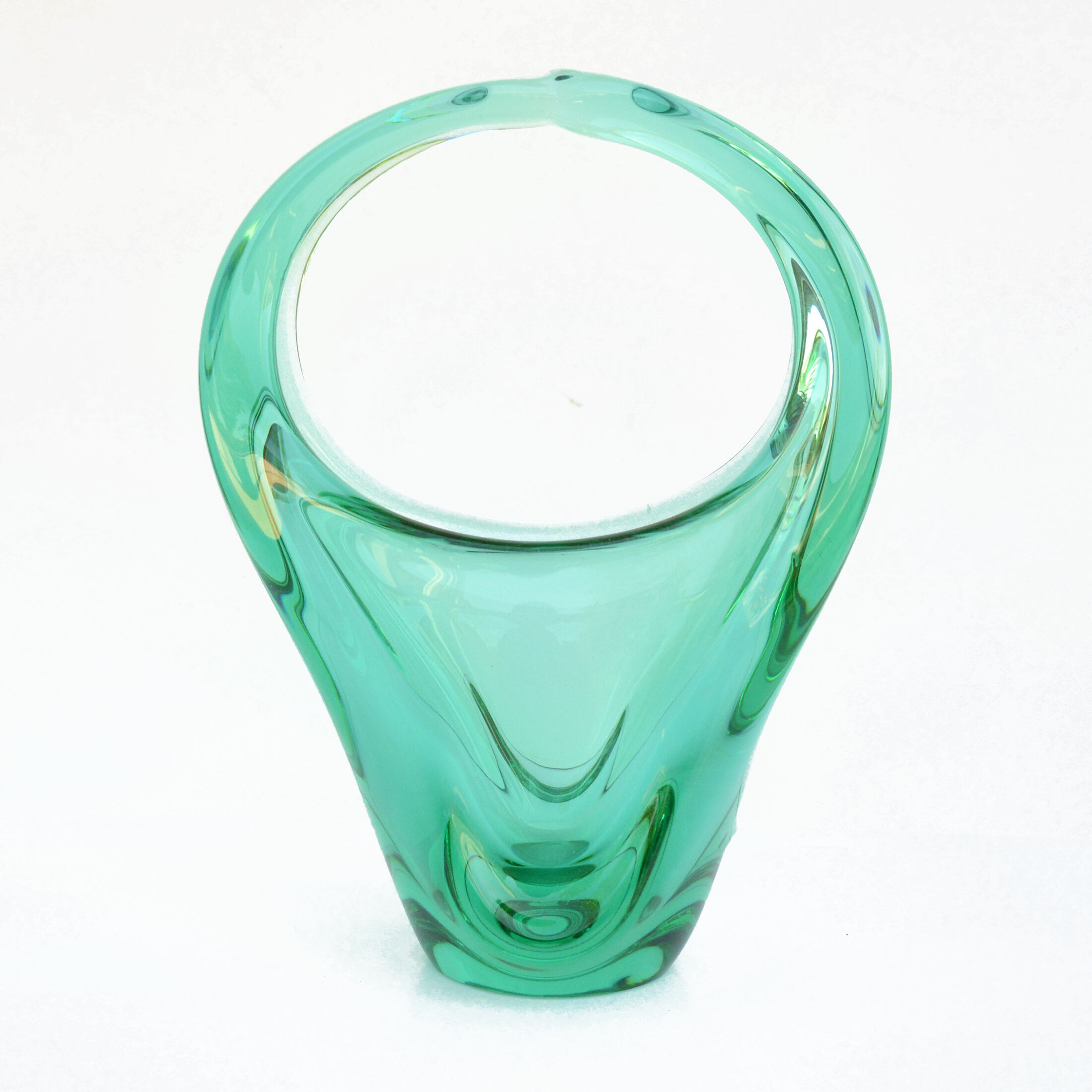 Panier en verre des années 1960, conçu par M. Klinger, Zelezny Brod Sklo, Tchécoslovaquie