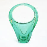 1960s glass basket, designed by M. Klinger, Zelezny Brod Sklo, Czechoslovakia
