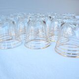 12 liqueur glasses with its golden rim from the 1950s-1960s