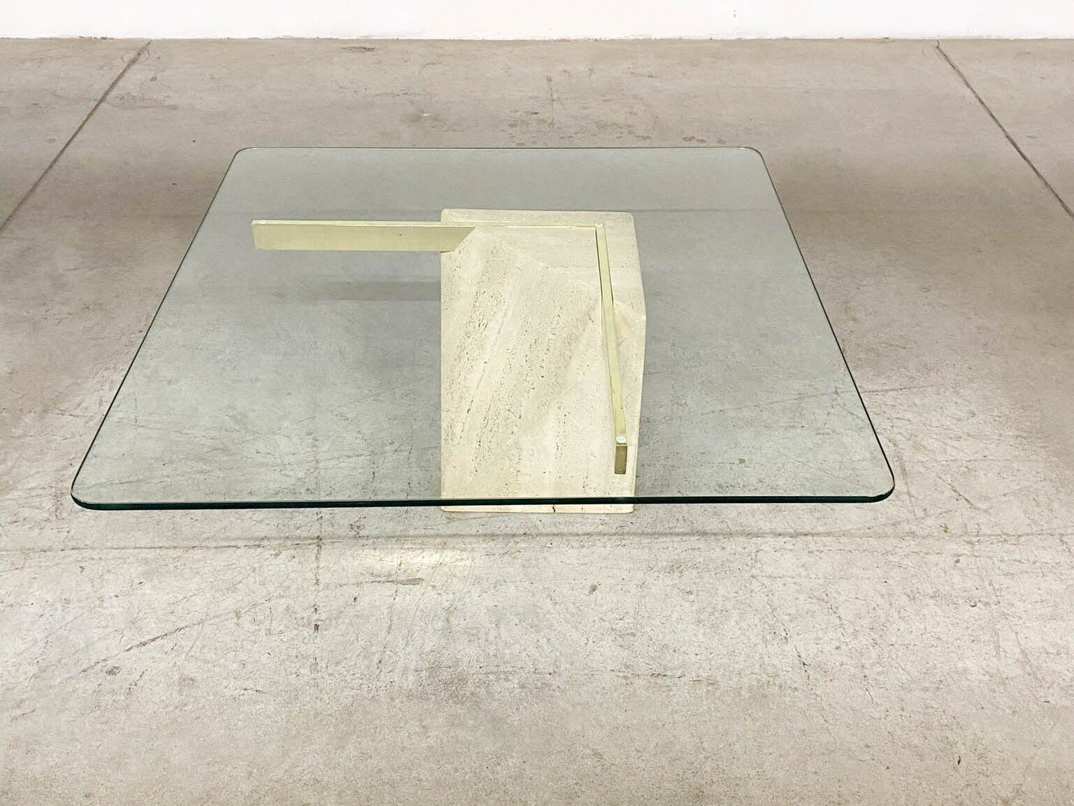 Italian travertine coffee table from Artedi, 1970s