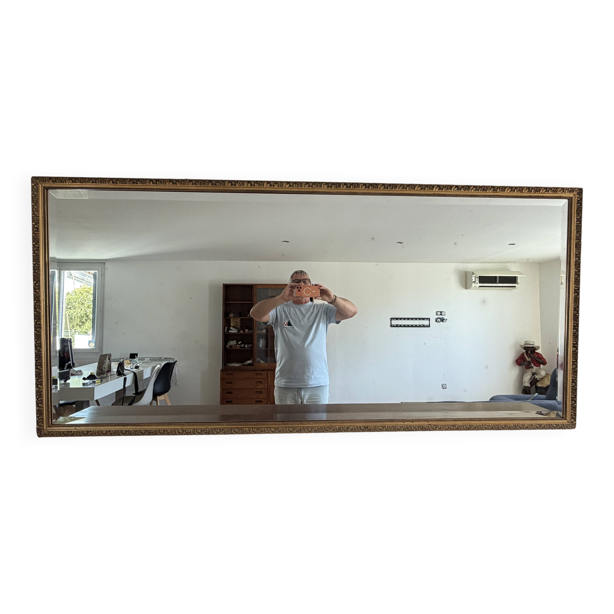 Large horizontal antique mirror in Louis XVI / Empire style.