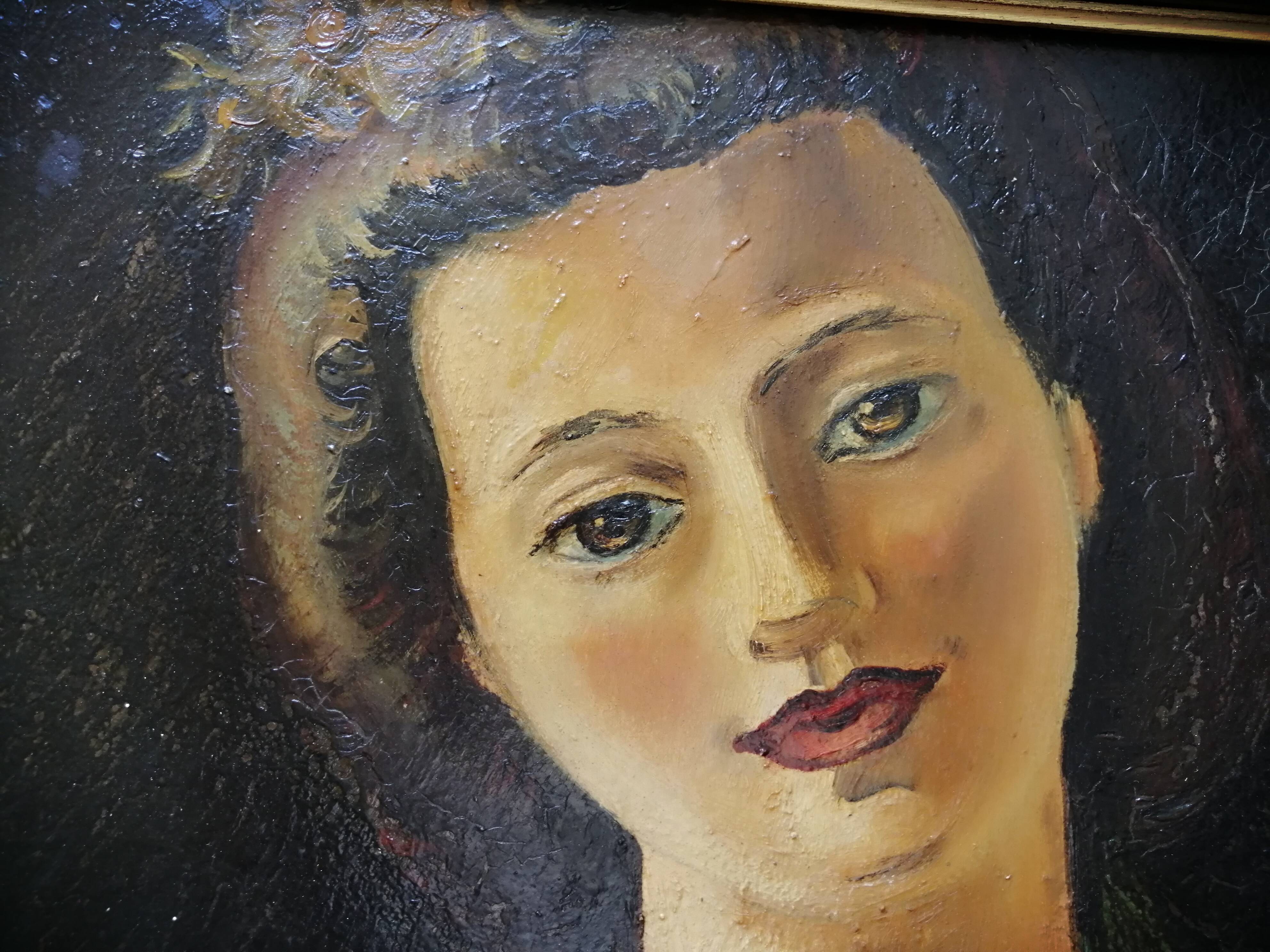 Oil on panel signed and titled on the back framed Chériane