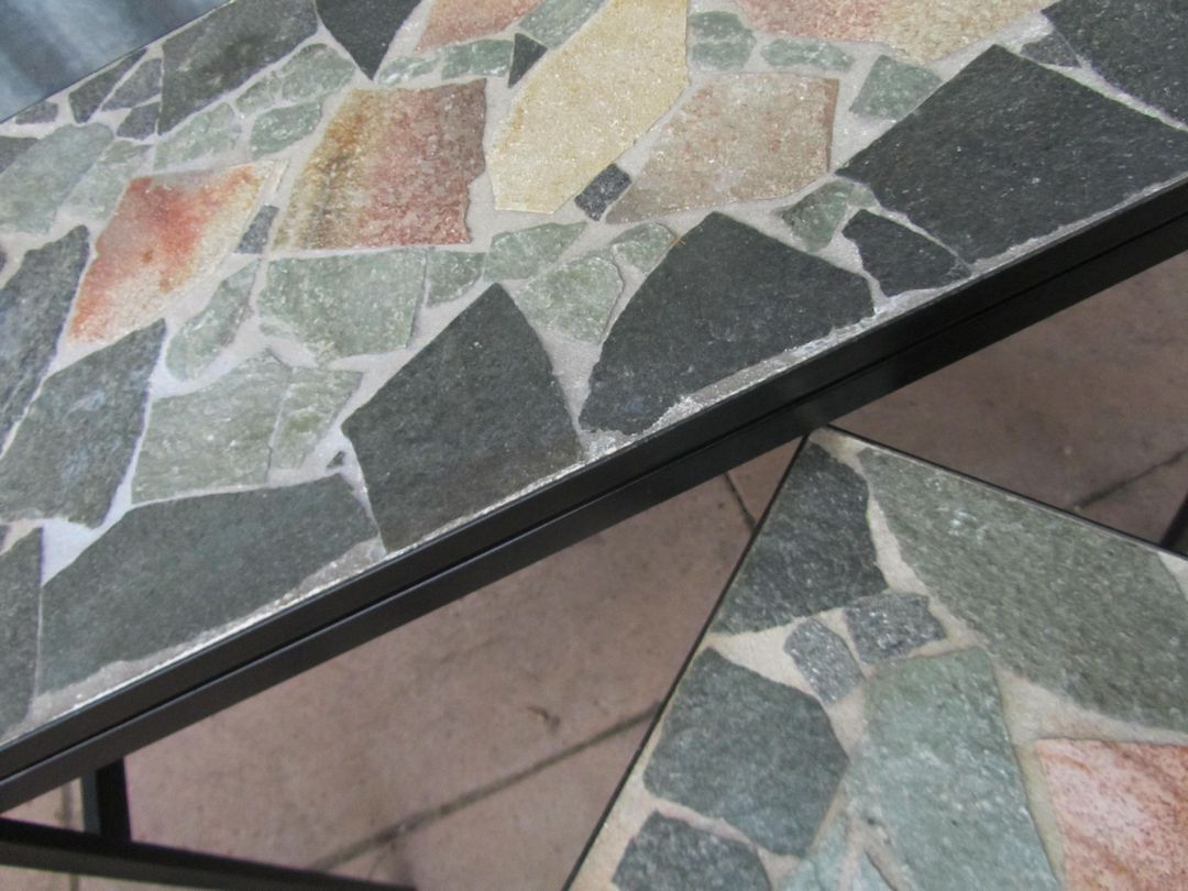 Brutalist Flag Stone nesting Tables, set of 3