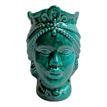 Vases à têtes en céramique sicilienne / Têtes mauresques
