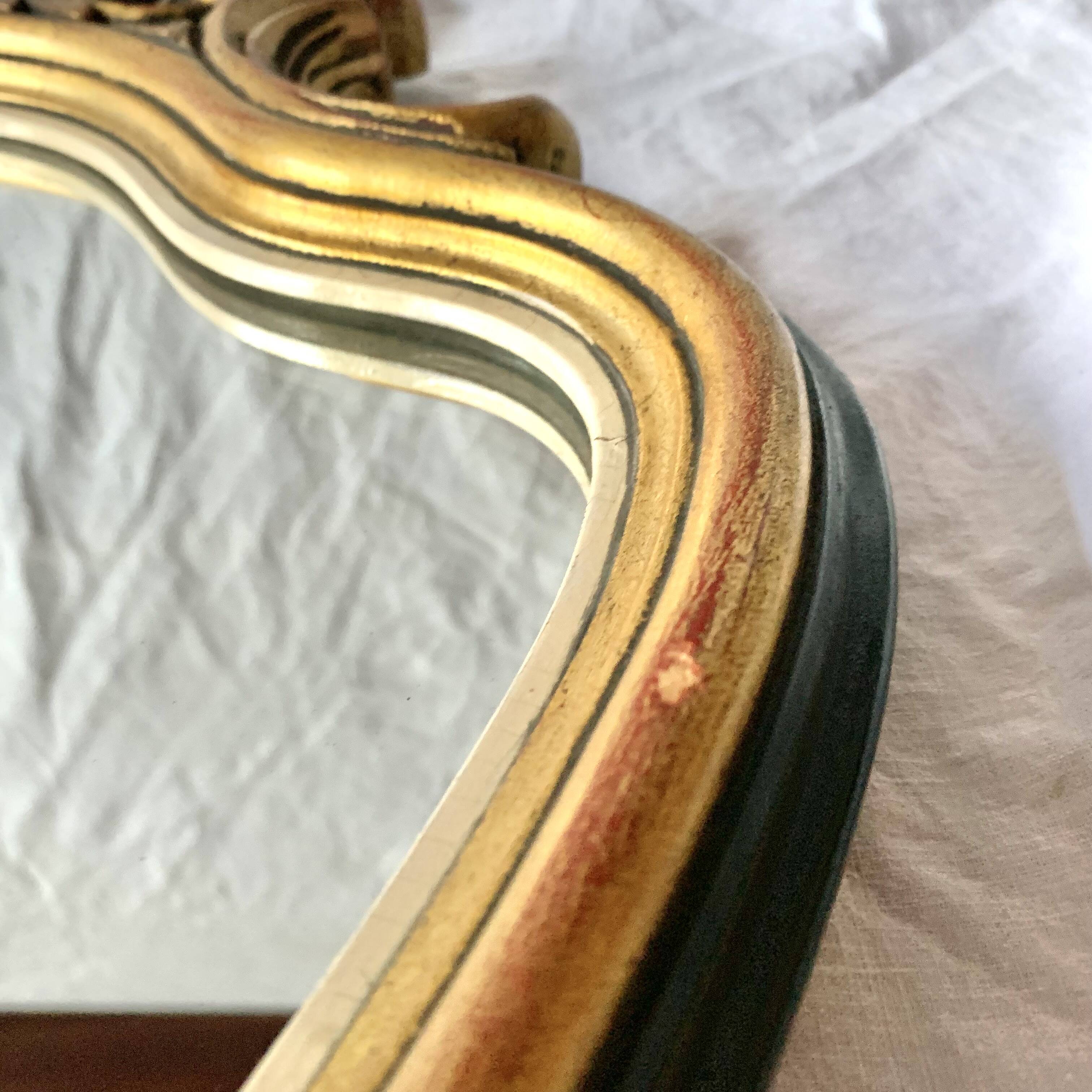 Antique carved gilded wooden mirror - 44 x 82 cm