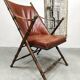 Vintage faux bamboo leather folding chair 'Safari style'