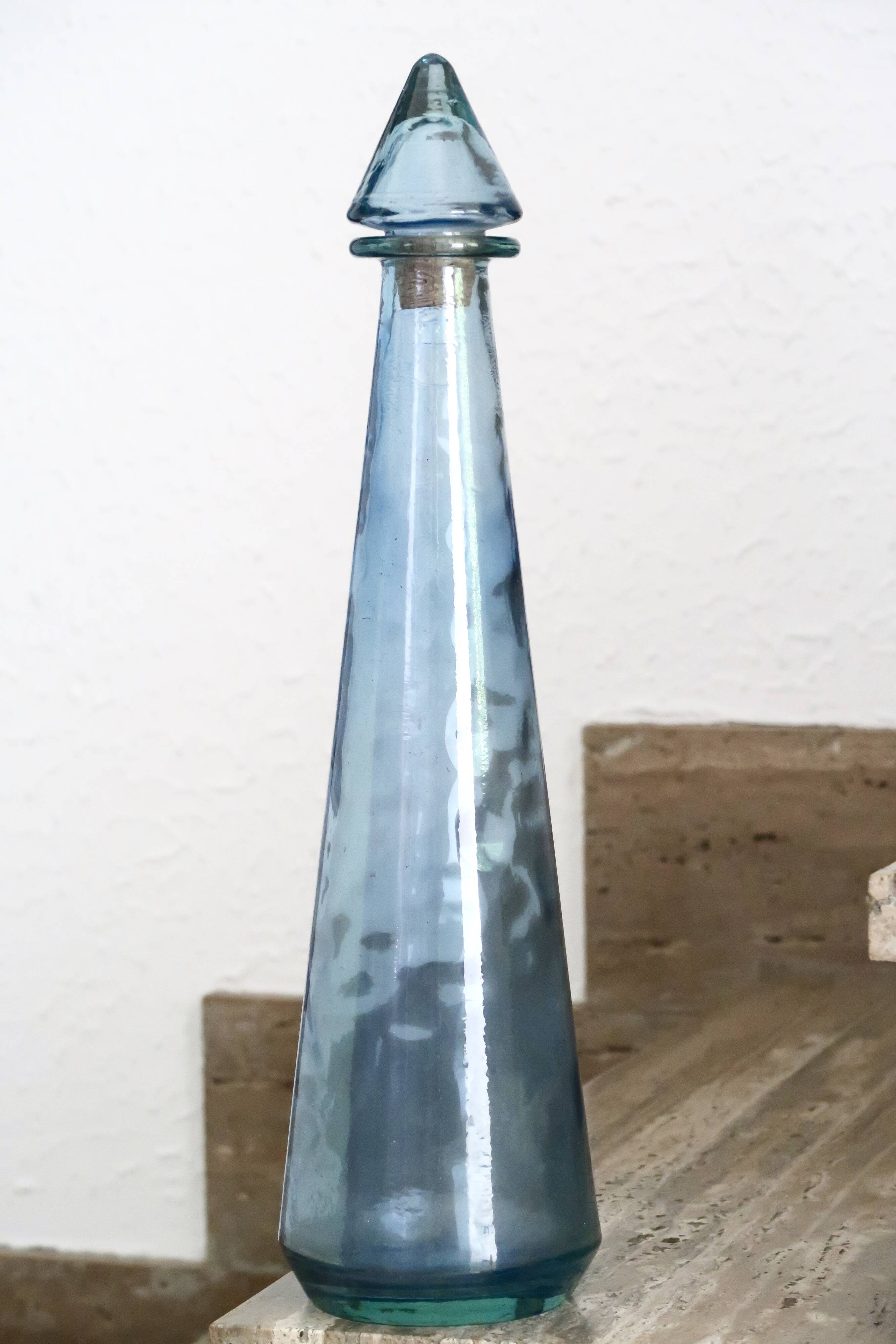 Blue glass bottle, 60s