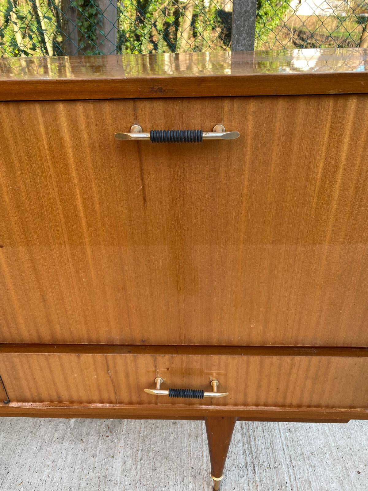 Buffet enfilade scandinave bois massif et palissandre  laquée 220cm 1960