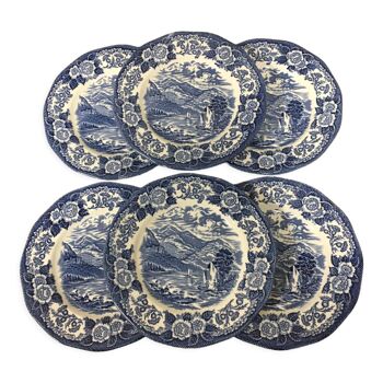 6 dessert plates "Lochs of Scotland" Wedgwood