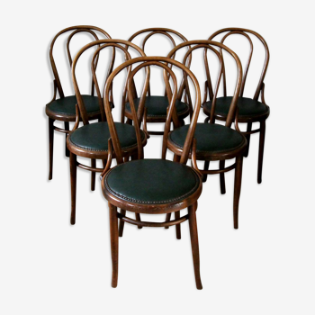 Lot de six chaises bistrot en bois