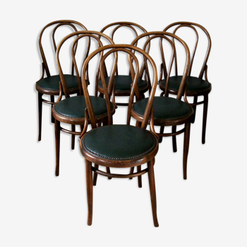 Lot of six wooden bistro chairs