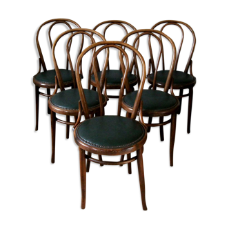 Lot of six wooden bistro chairs