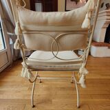 Dining table & 6 white wrought iron chairs Roche Bobois romantic style