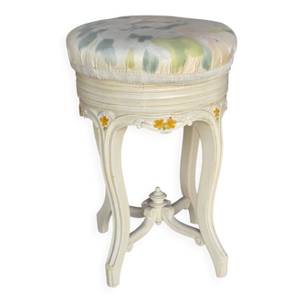 Antique upholstered stool "with screws"