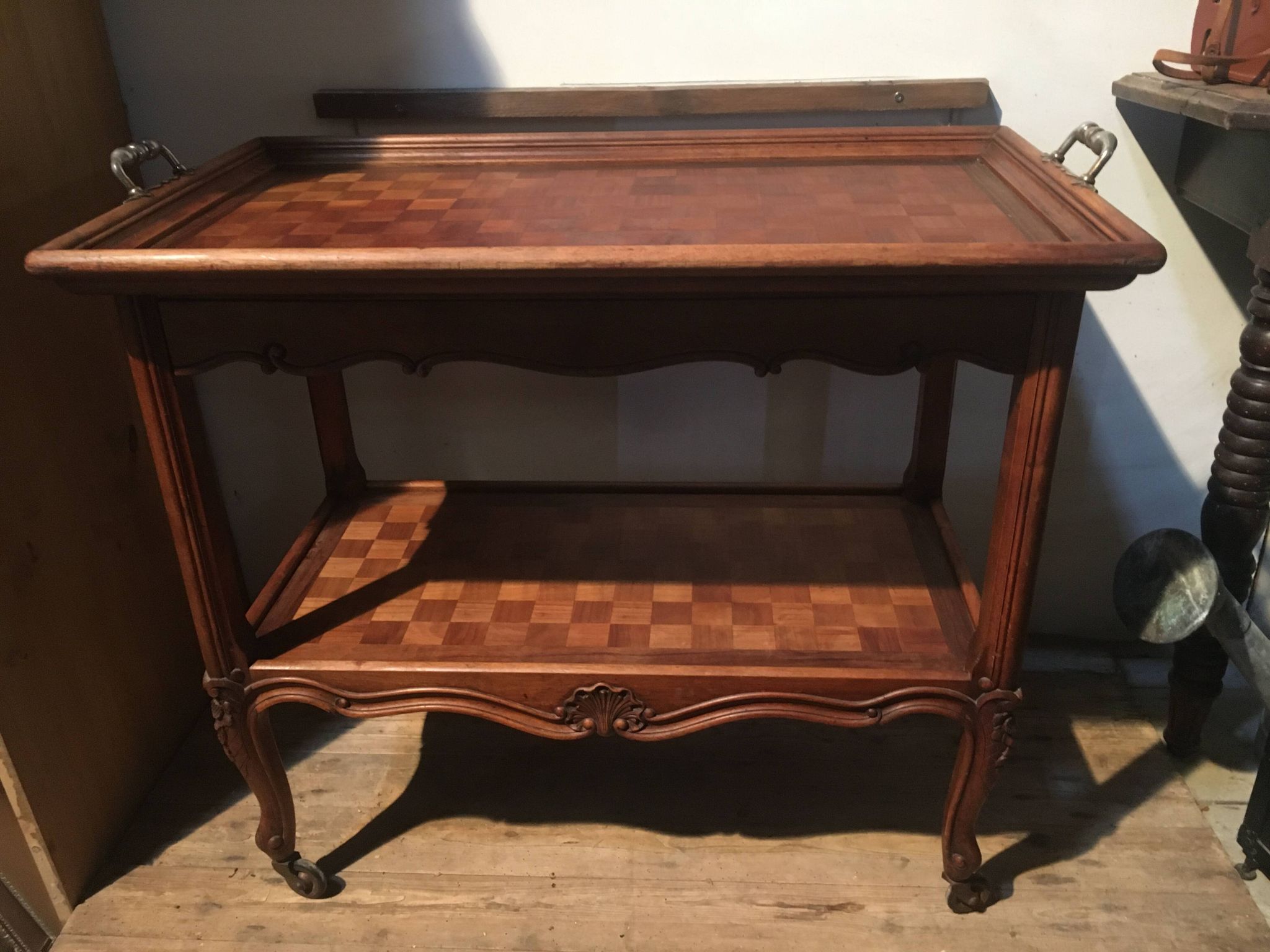 Louis XV style rolling dessert trolley