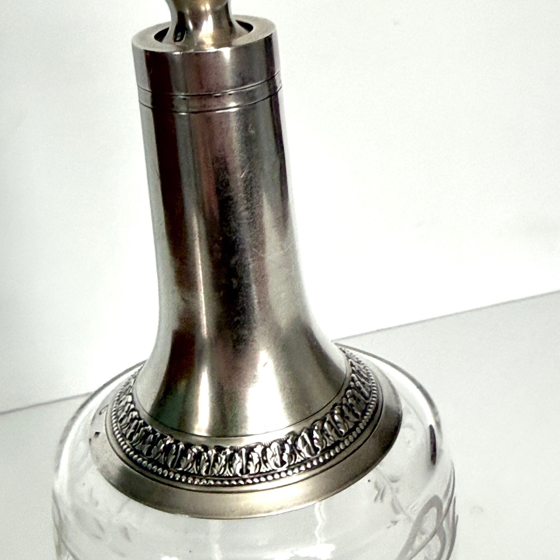 Antique Crystal and Solid Silver Carafe – Ribbon & Garland Decoration