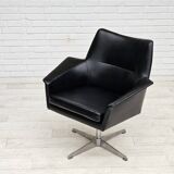 1960s, scandinavian design, swivel chair, original condition, artificial leather, cast aluminum base