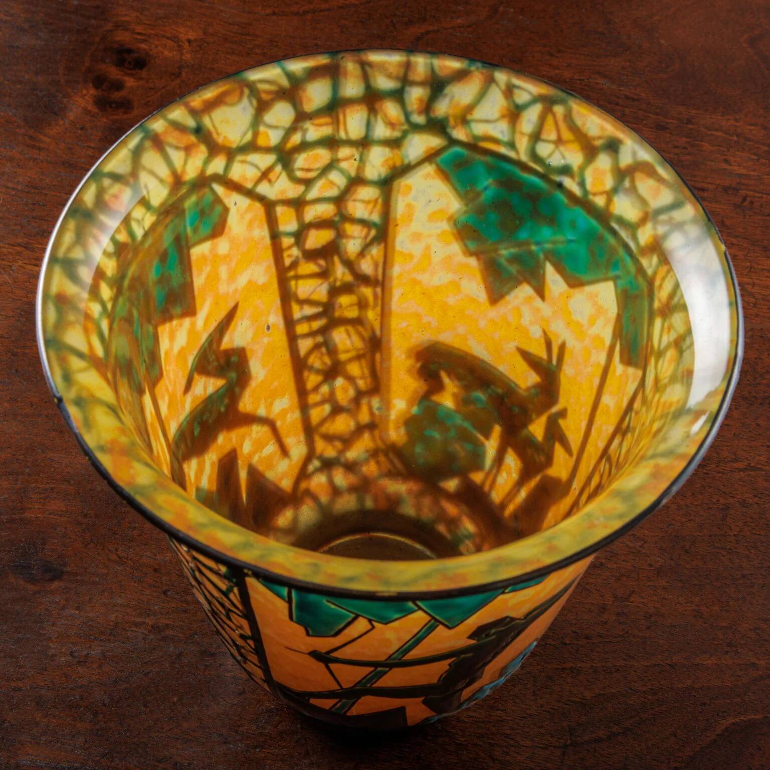 "Archer and stag" vase in glass by Marcel Goupy, Paris 1925-28