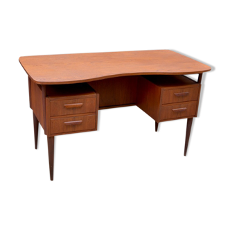 Bureau danois en teck et à double faces années 60