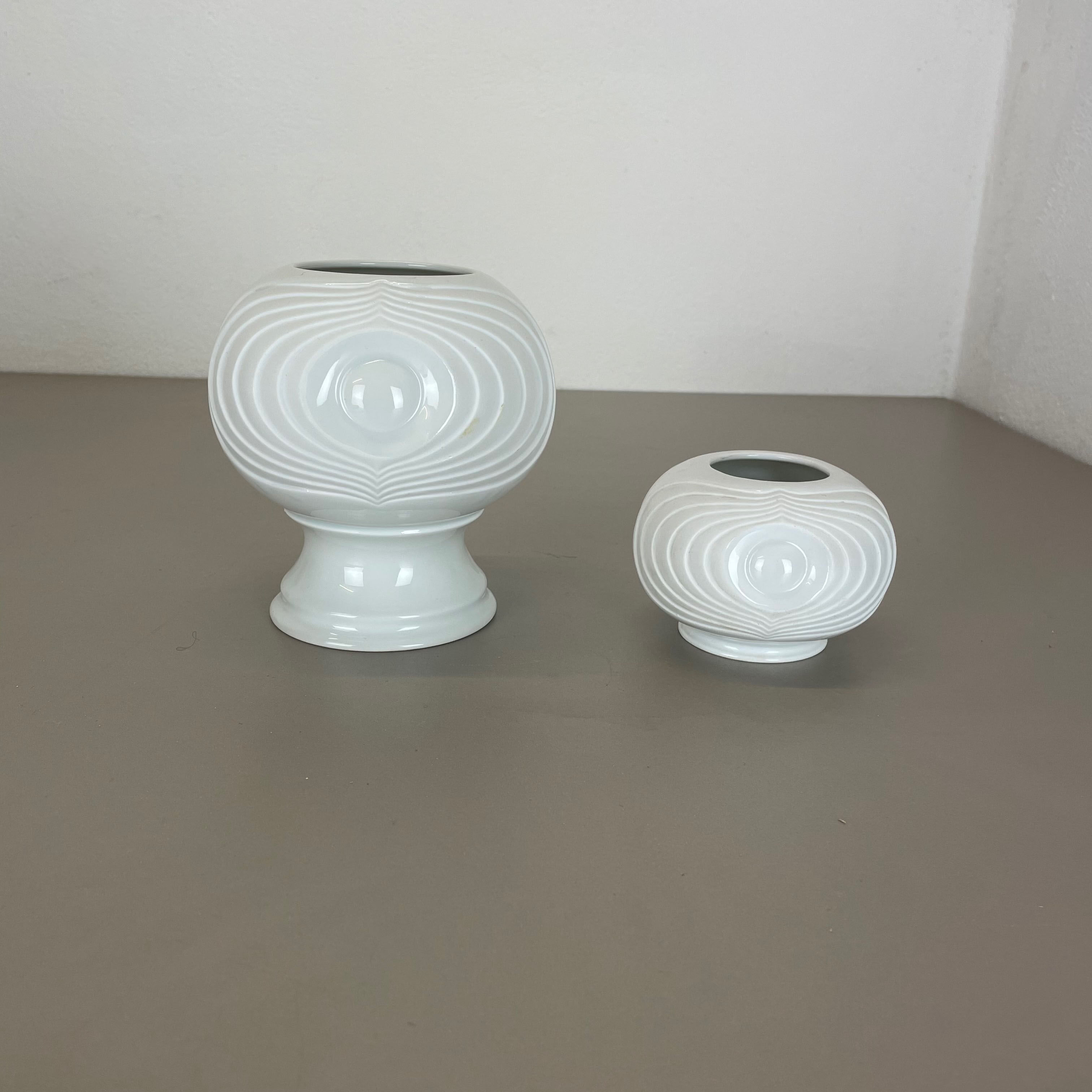 Set of 2 original porcelain op art vase made by royal bavaria kpm germany, 1970s