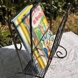 Vintage twisted wrought iron magazine or record holder - magazine rack