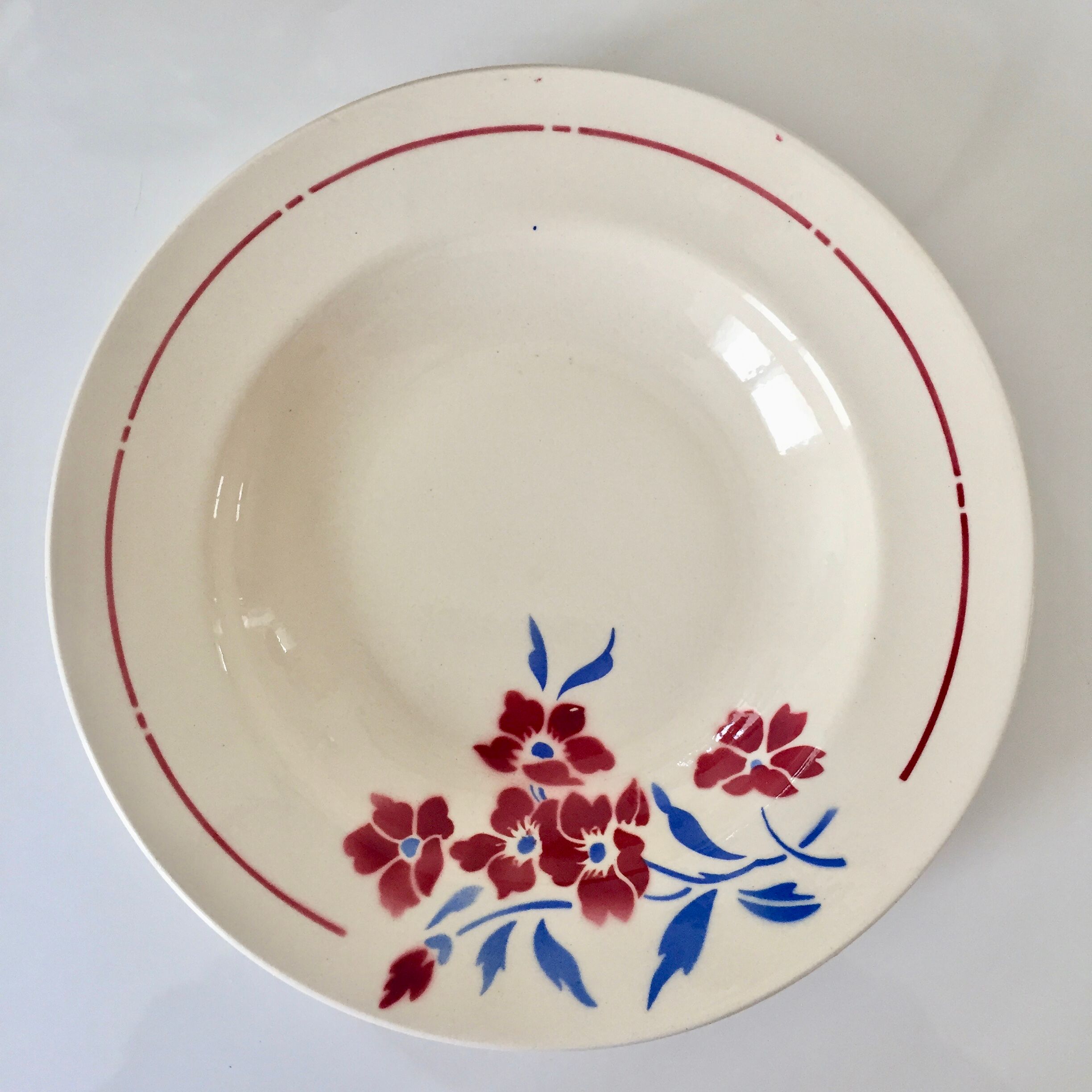 Lot of 6 plates hollow porcelain opaque flowers