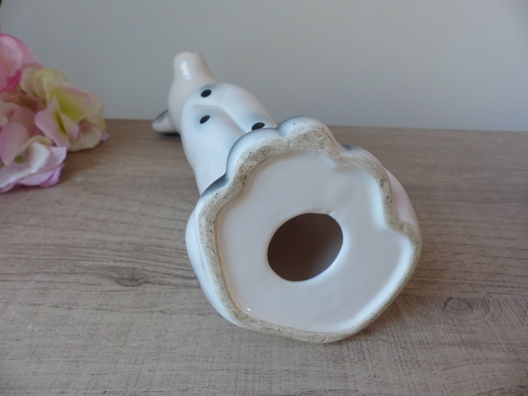 Large romantic ceramic Dalmatian dog figurine from the 1970s,