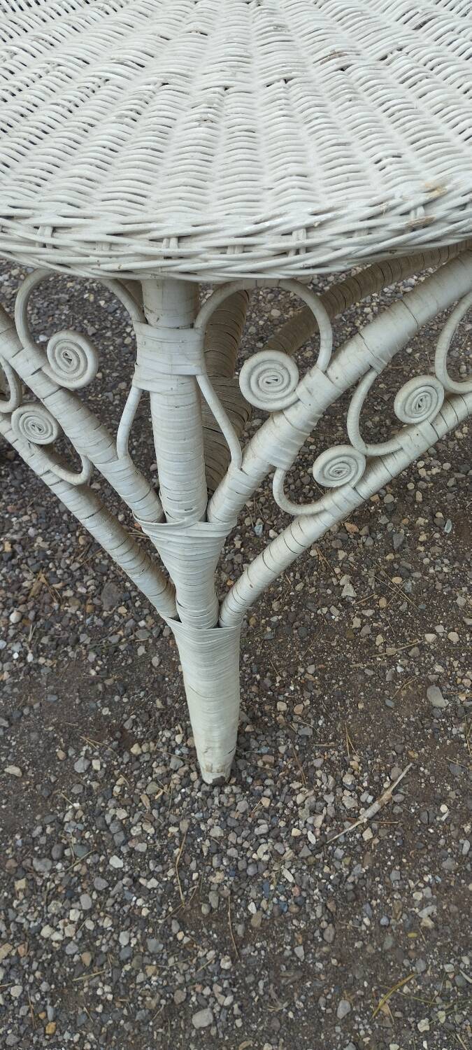 White wicker side table in Victorian style