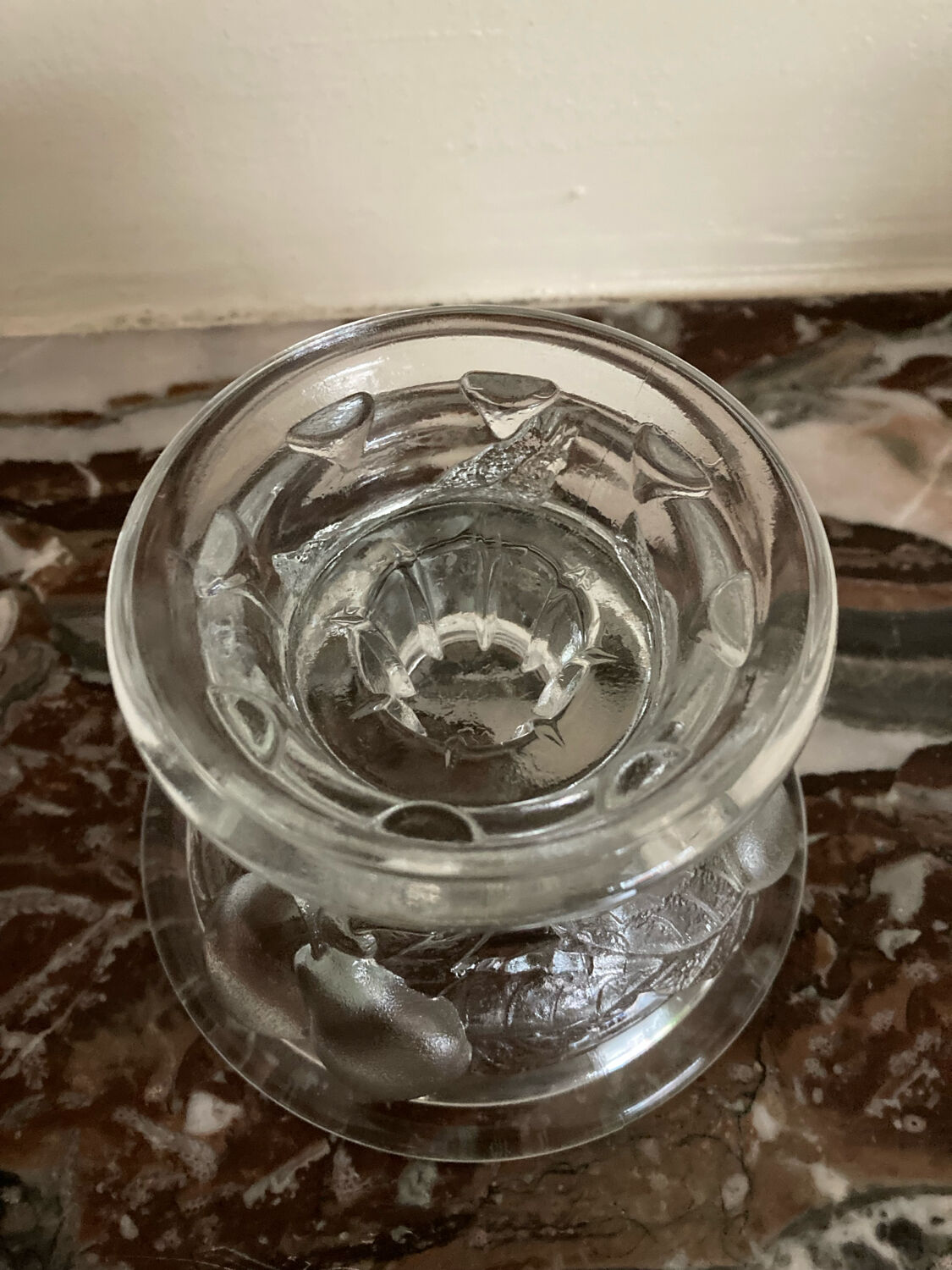 Pair of fruit-shaped glass candlesticks