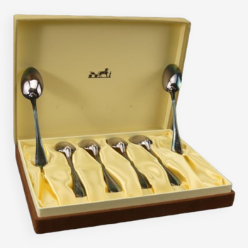 Hermès case of 6 mocha spoons in silver metal