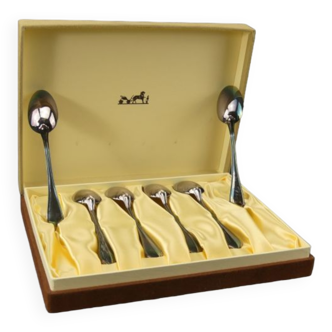 Hermès case of 6 mocha spoons in silver metal