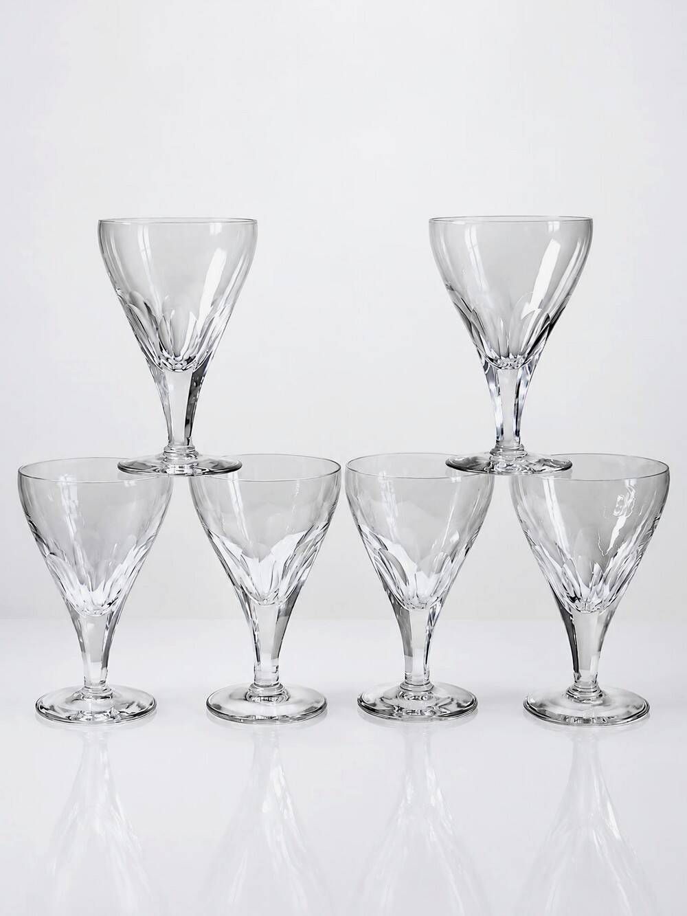 Antique service of 6 cut crystal glasses attributed to Moser, Bohemia.
