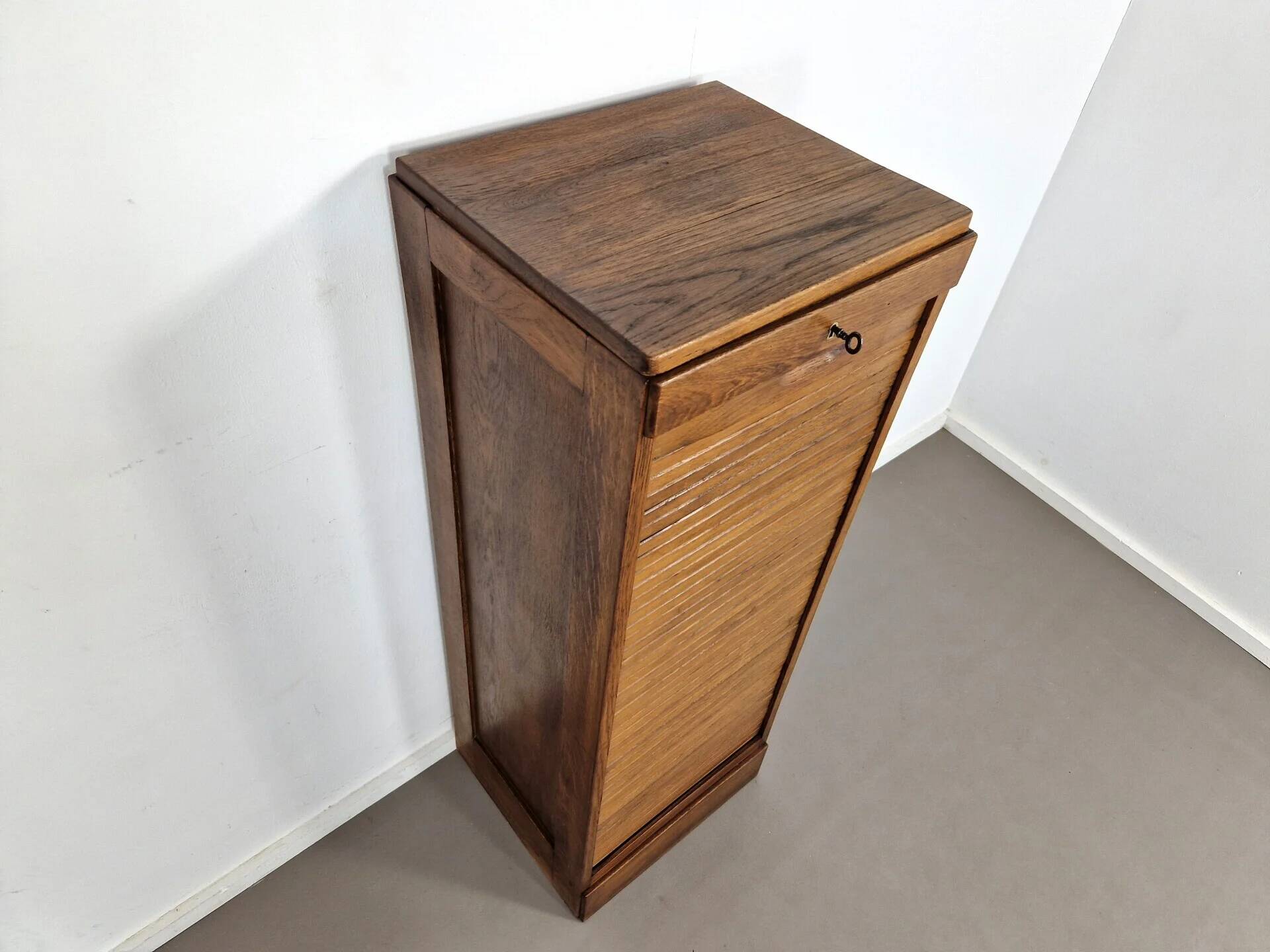 Vintage large oak shutter cabinet | 1930s